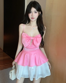 Slim enticement lotus leaf edges temperament dress