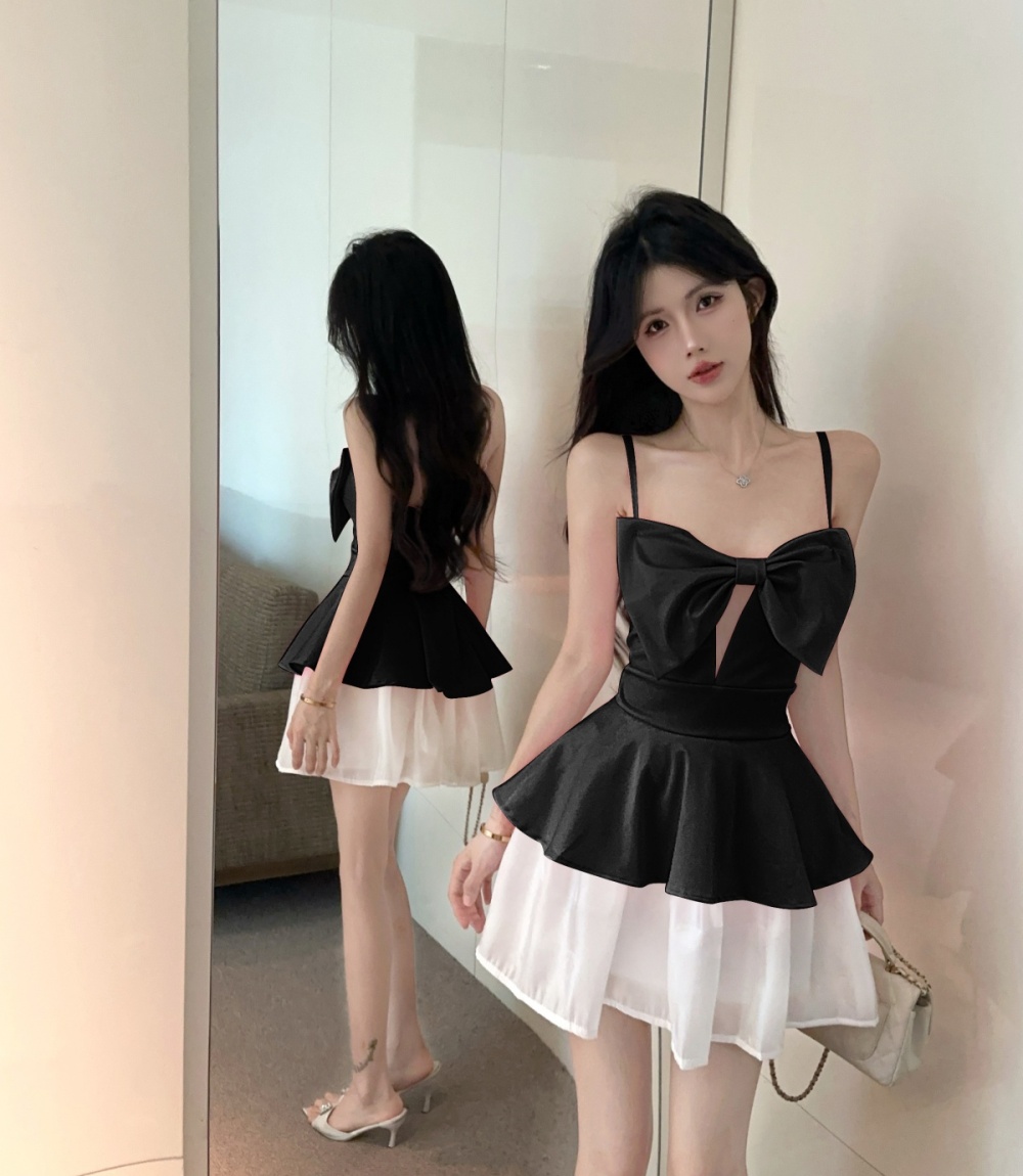 Slim enticement lotus leaf edges temperament dress