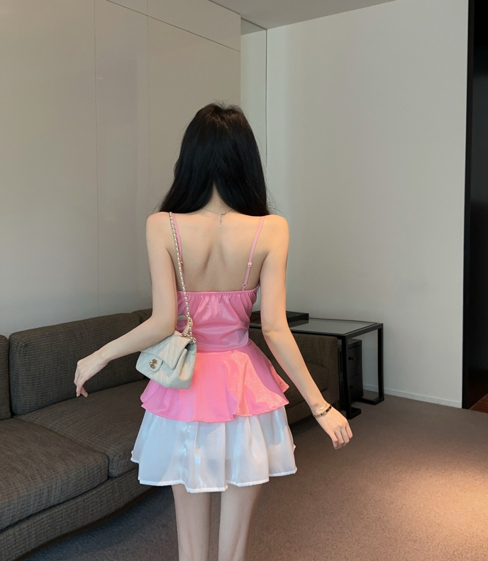 Slim enticement lotus leaf edges temperament dress