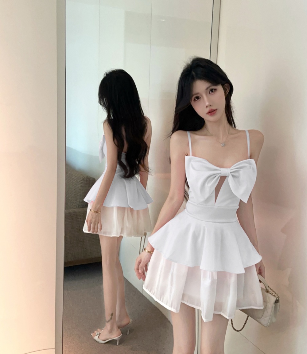 Slim enticement lotus leaf edges temperament dress
