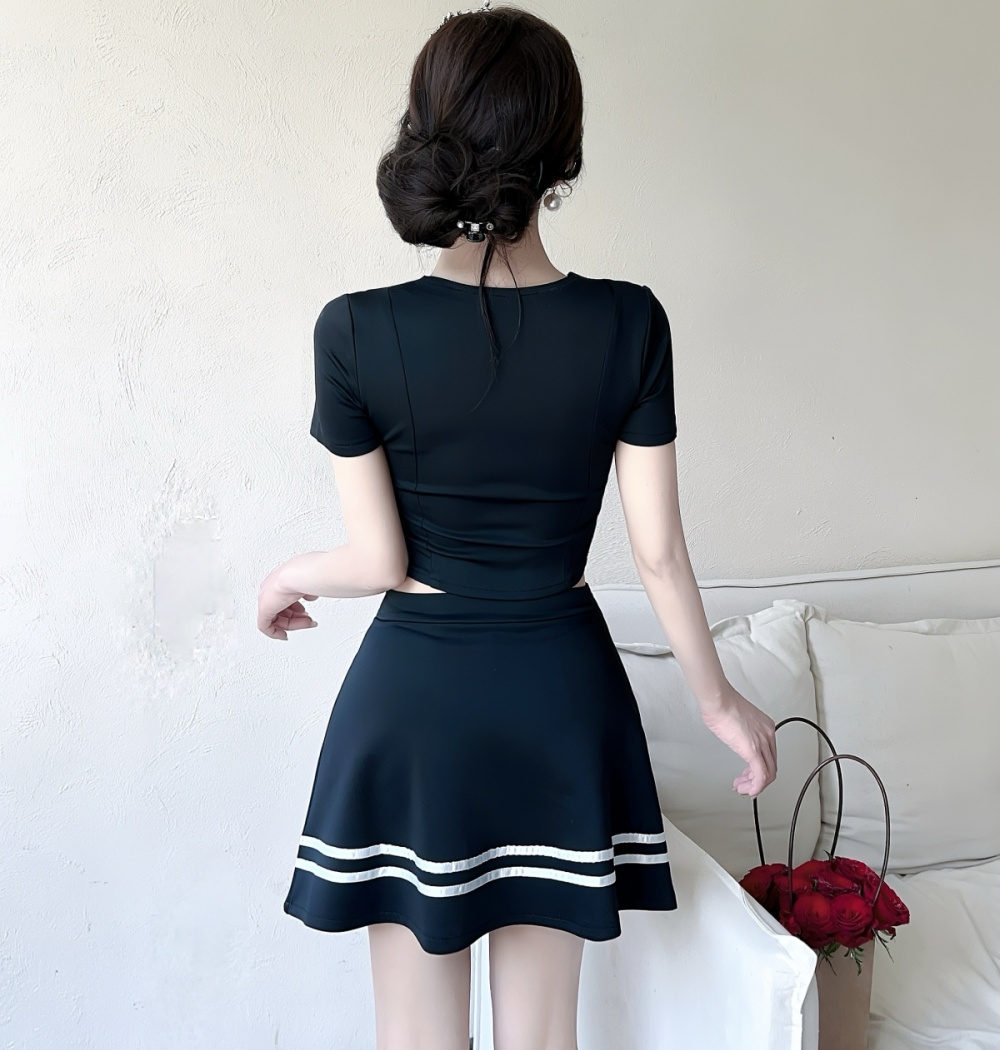 Enticement sexy tops big skirt short skirt a set