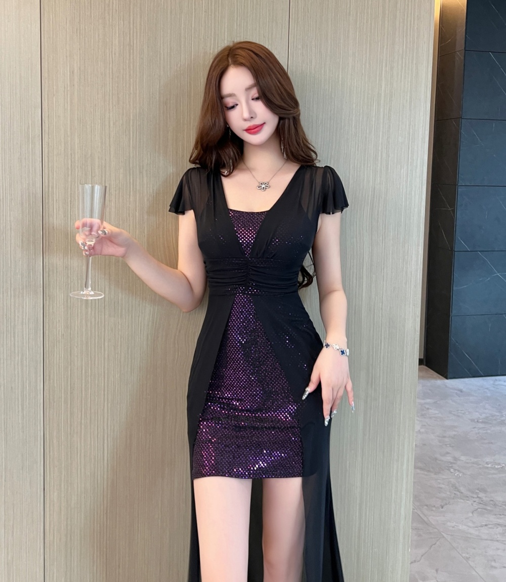 Sexy chiffon evening dress temperament show young dress