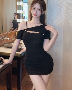 Cotton sexy bottoming short package hip wrapped chest dress