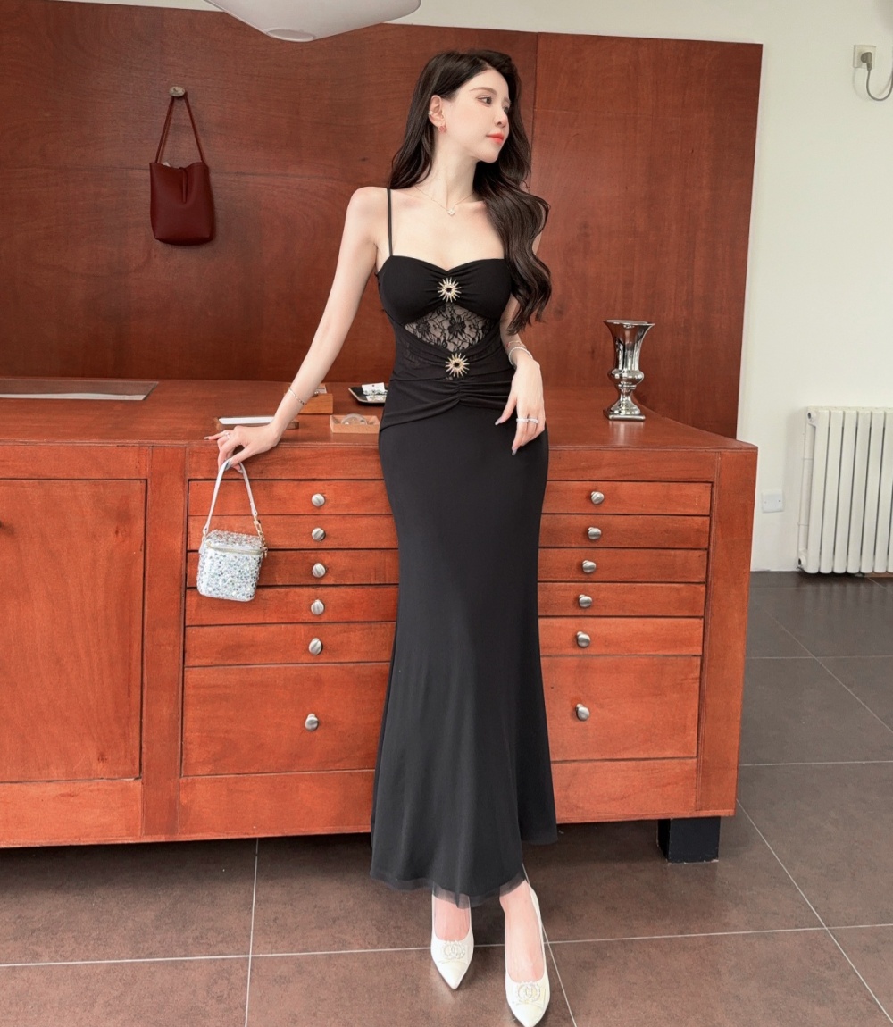 Slim sexy fold flat shoulder dress for women