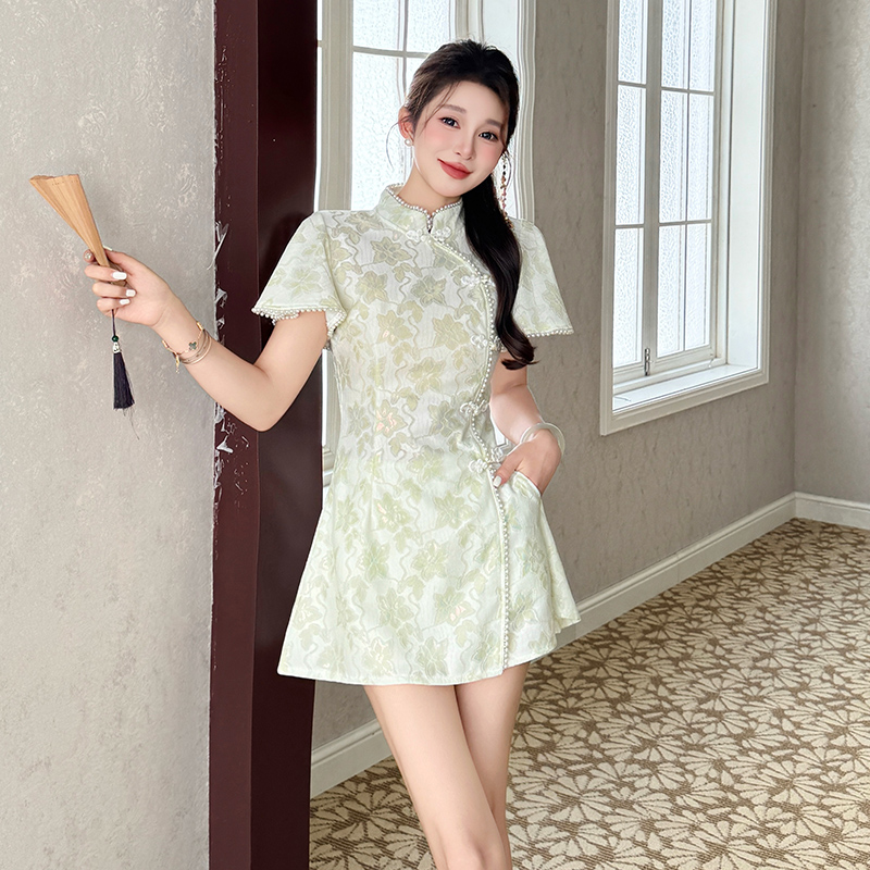 Chinese style summer dress temperament shorts 2pcs set