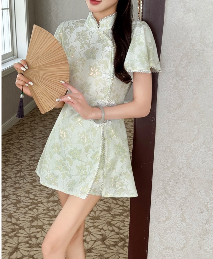 Chinese style summer dress temperament shorts 2pcs set