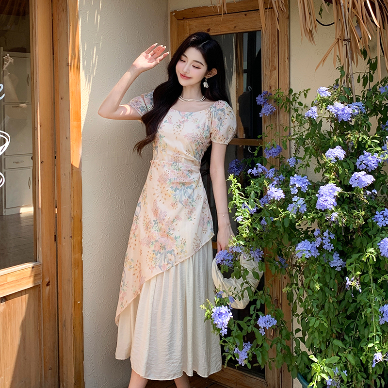 Printing embroidery temperament tender summer dress