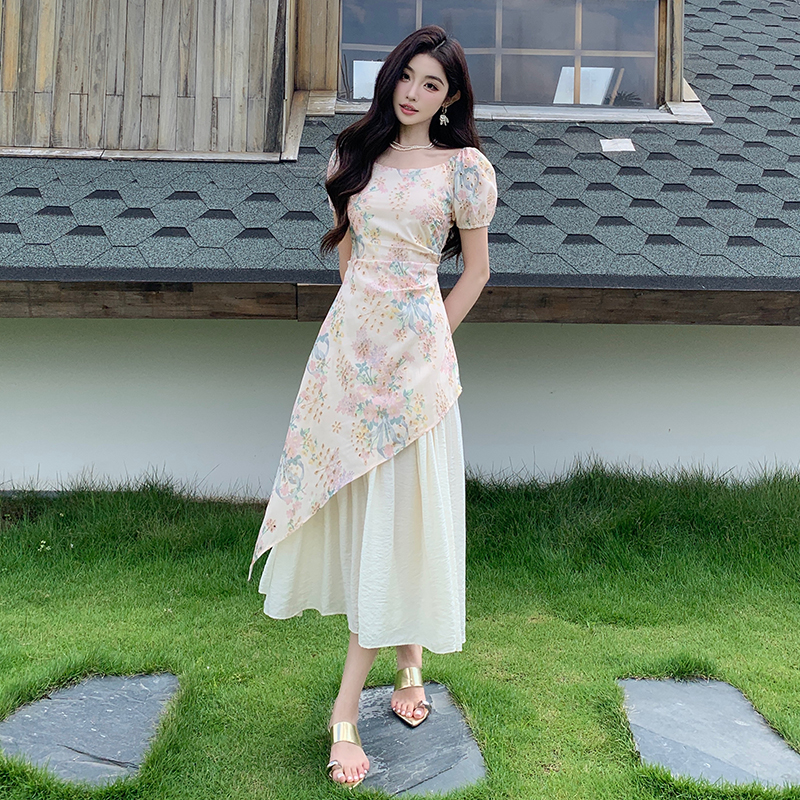 Printing embroidery temperament tender summer dress