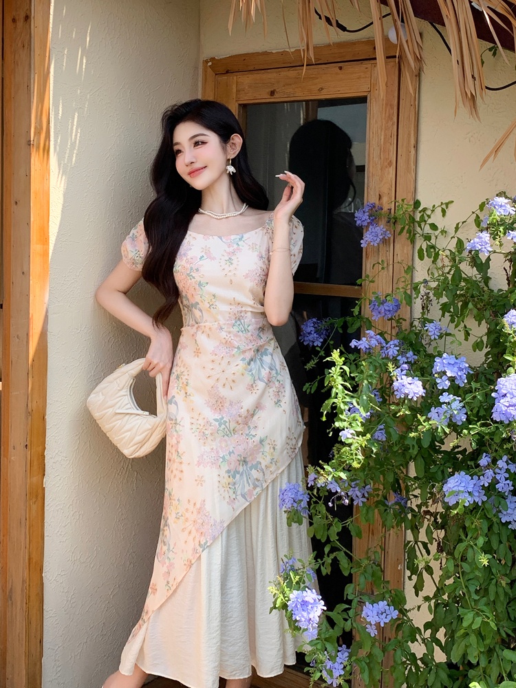 Printing embroidery temperament tender summer dress