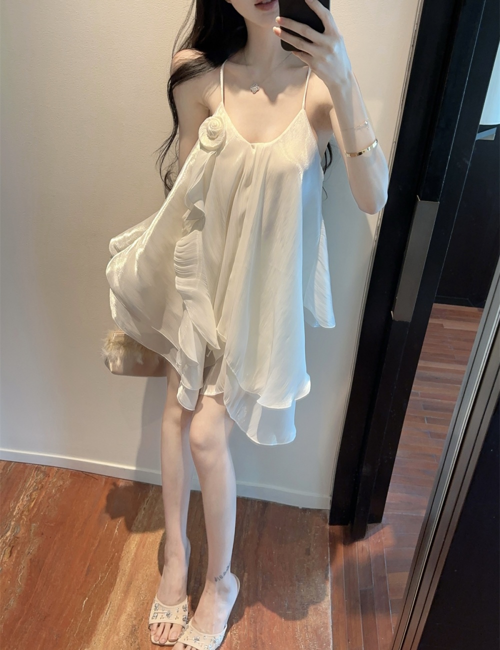 Summer lotus leaf edges vest flowers tops for women