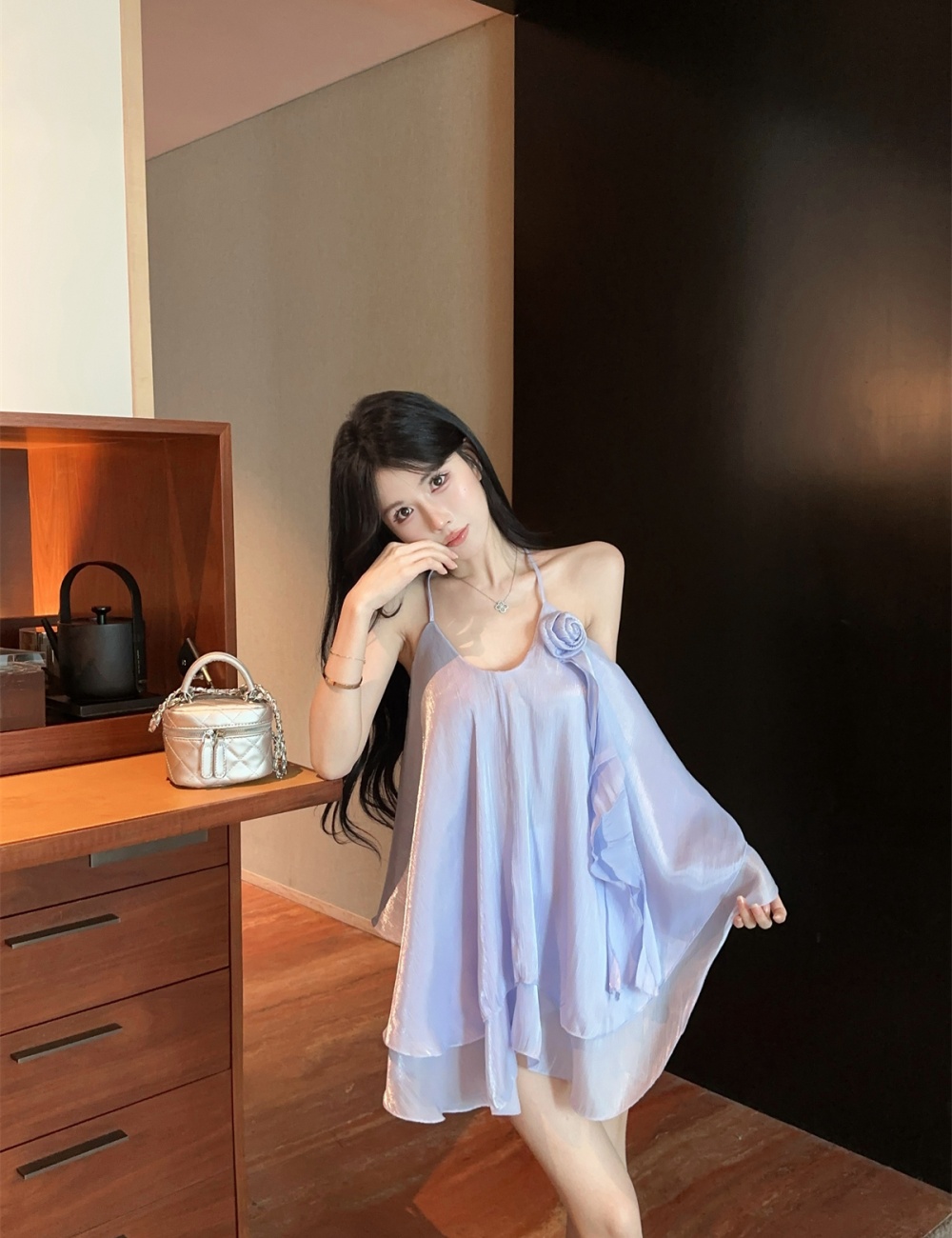 Summer lotus leaf edges vest flowers tops for women