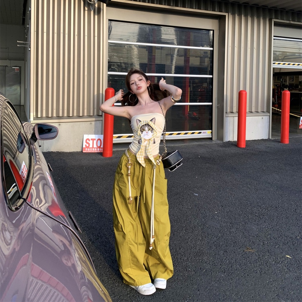 Wrapped chest tops spicegirl long pants a set
