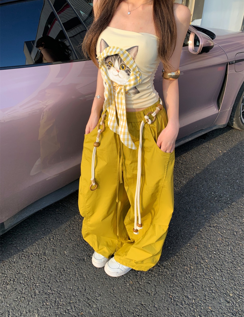 Wrapped chest tops spicegirl long pants a set