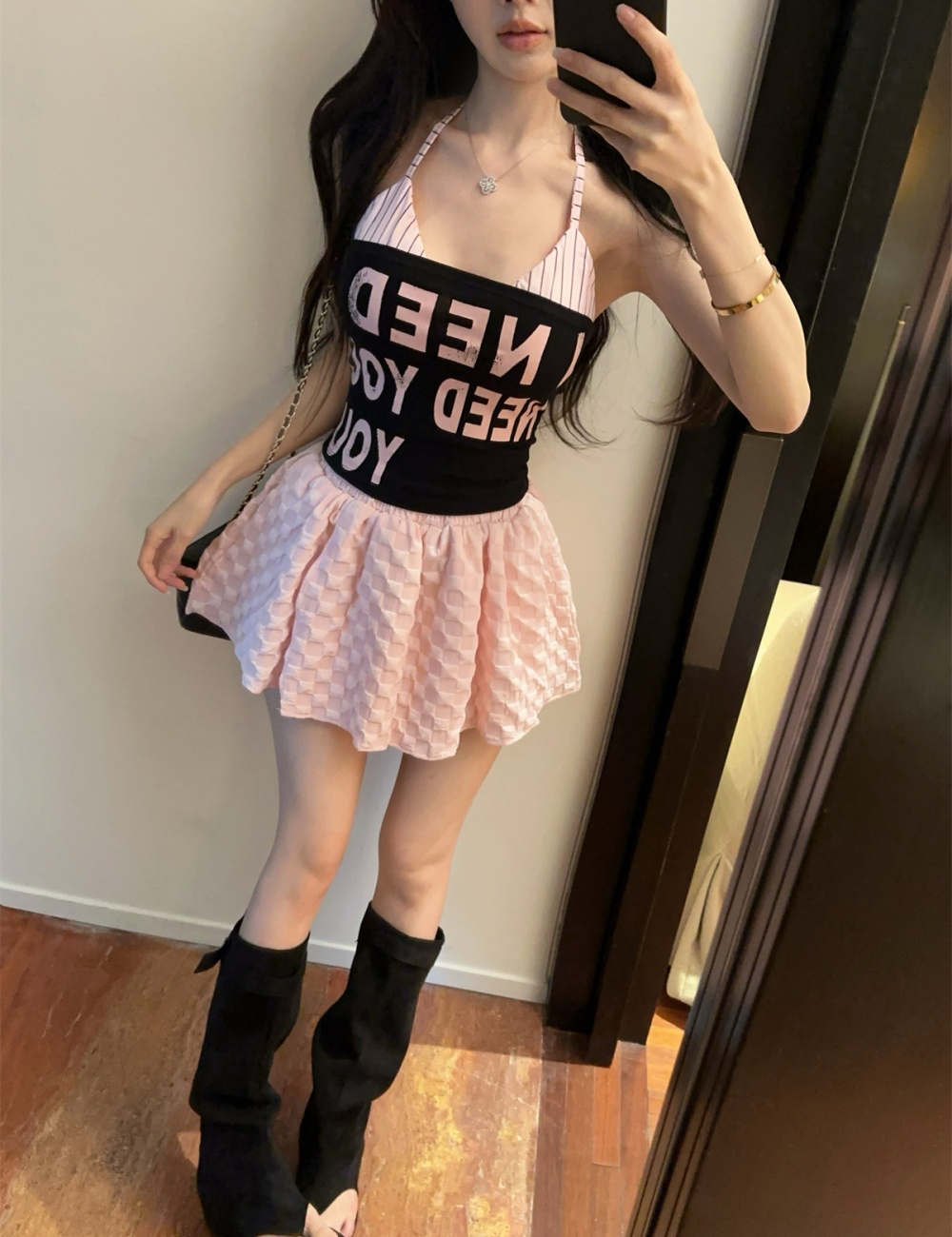 Fashion small shirt sling skirt a set for women