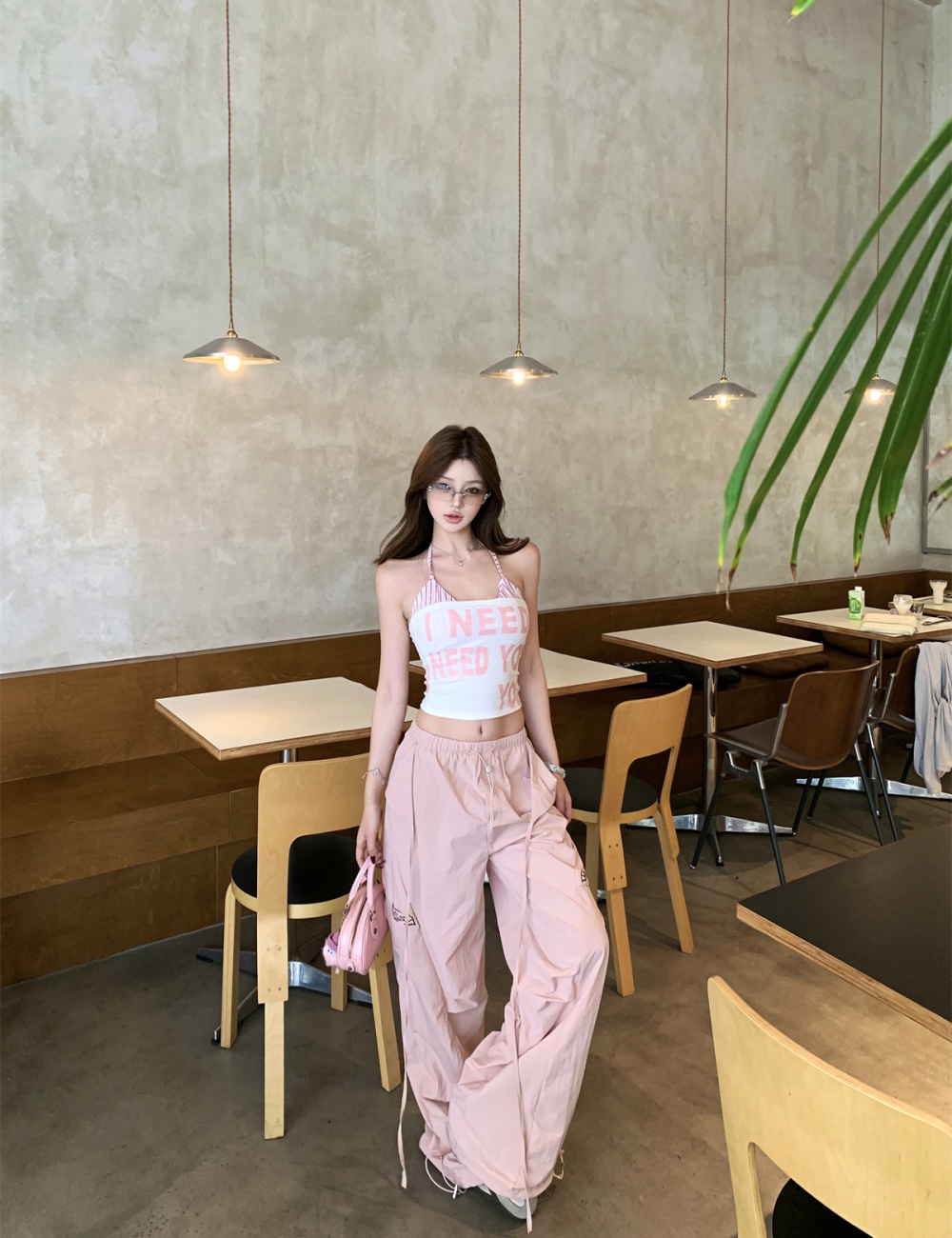 Letters vest enticement long pants 3pcs set for women