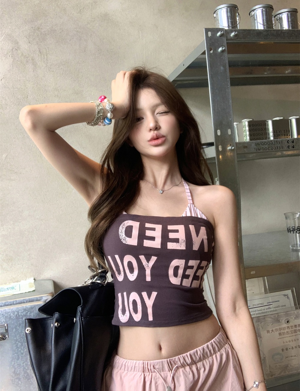 Letters vest enticement long pants 3pcs set for women