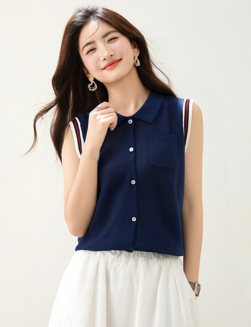 Simple temperament cardigan mixed colors tops for women