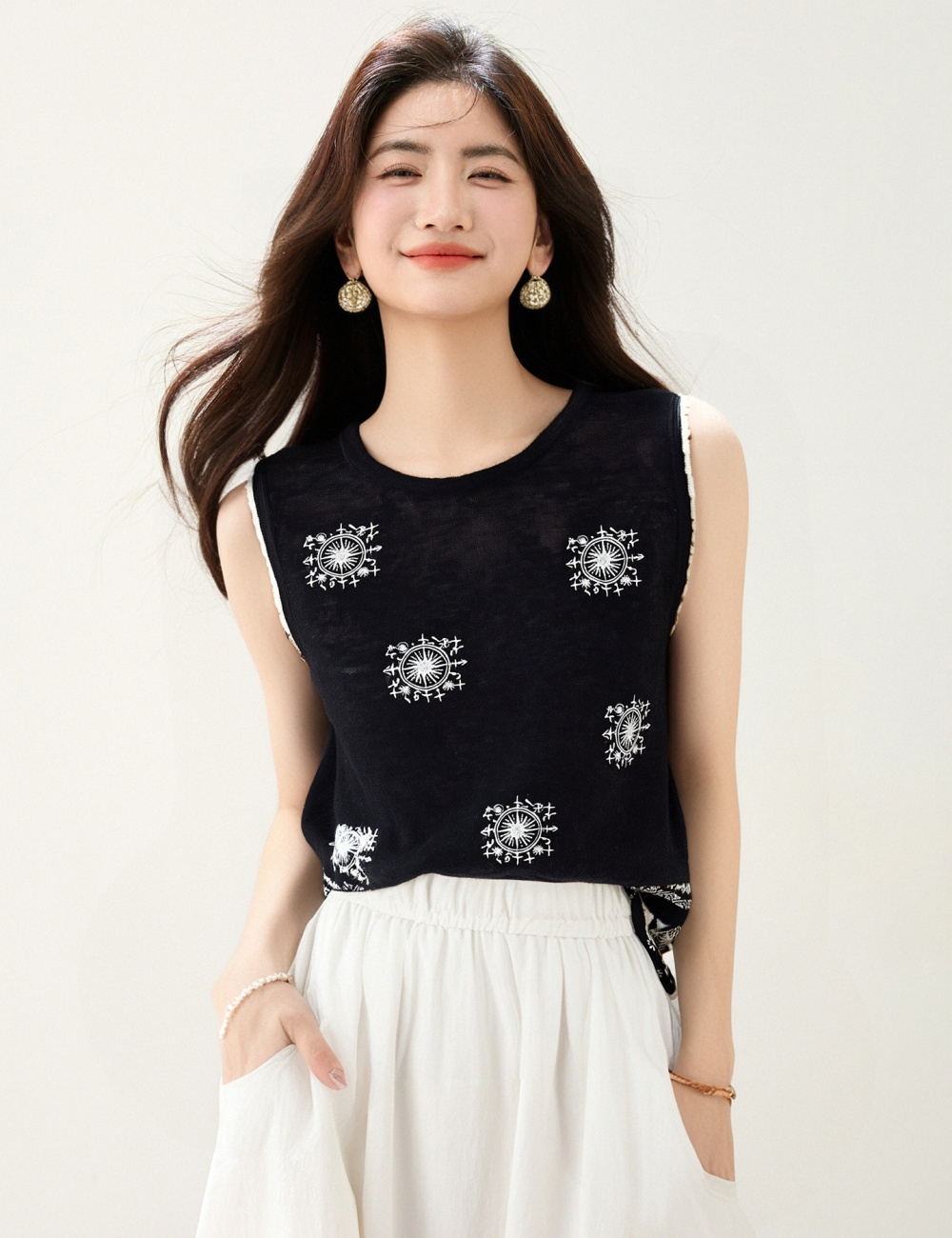 Sleeveless loose waistcoat summer temperament vest for women