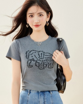 Summer slim tops short sleeve Korean style T-shirt for women