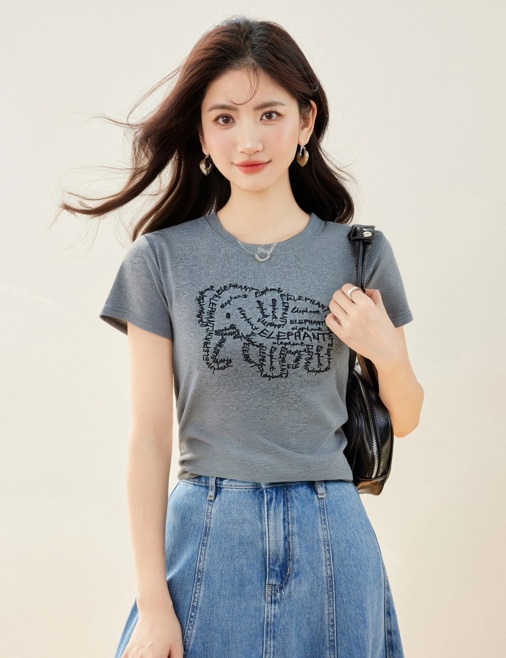 Summer slim tops short sleeve Korean style T-shirt for women
