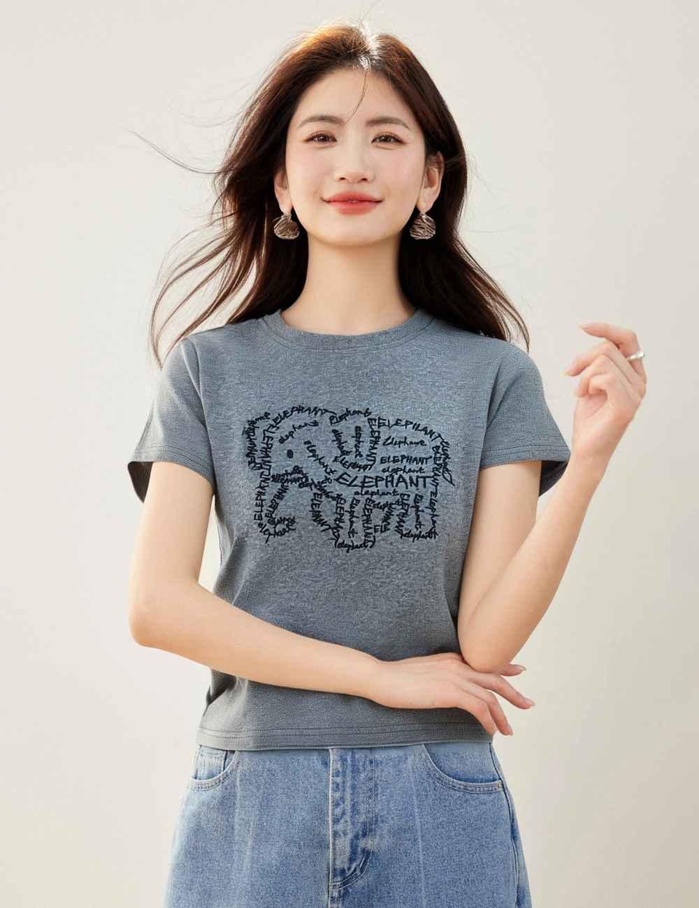 Summer slim tops short sleeve Korean style T-shirt for women