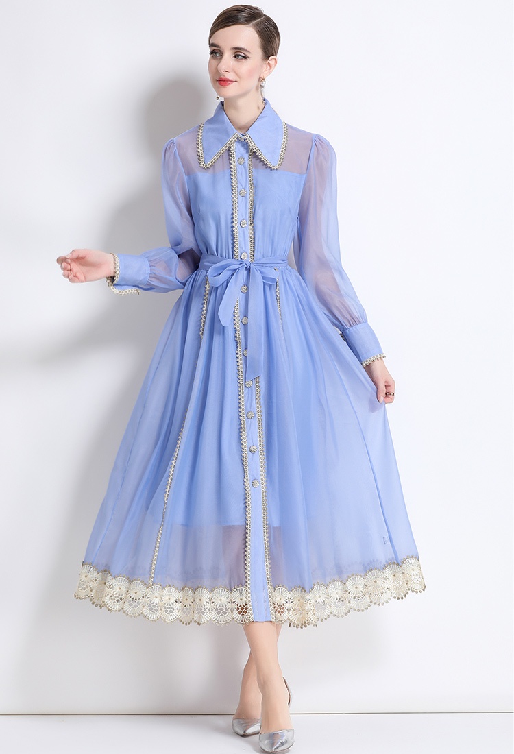 Long show young shirt pinched waist loose dress
