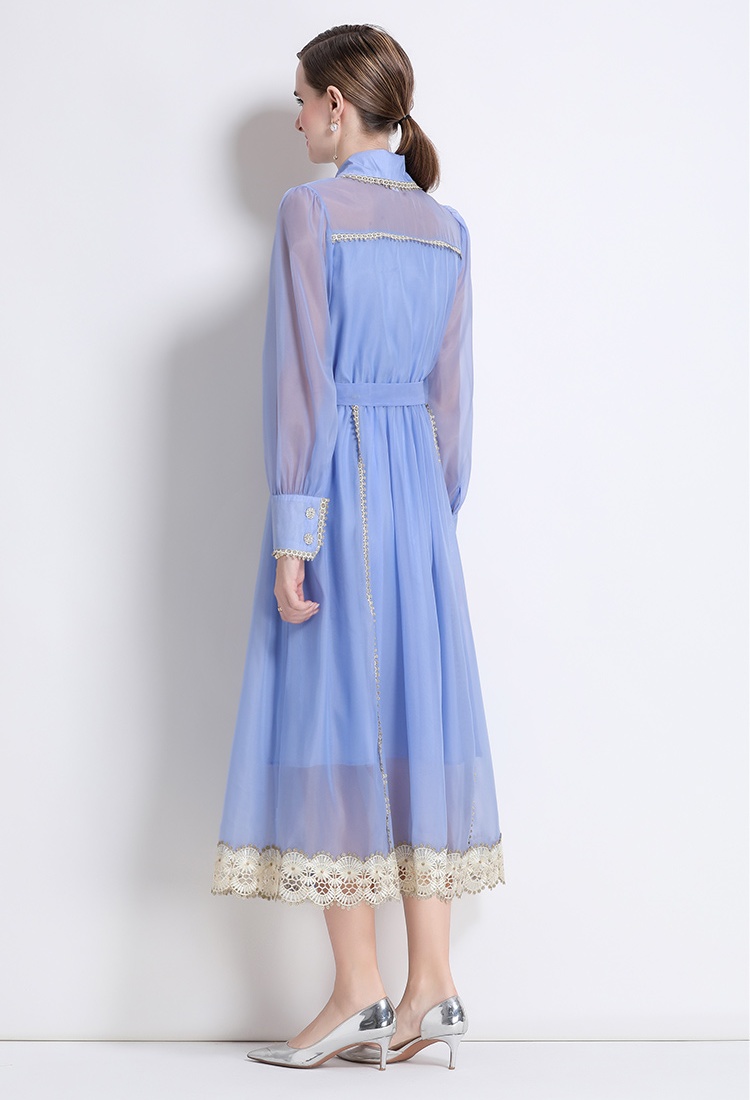 Long show young shirt pinched waist loose dress