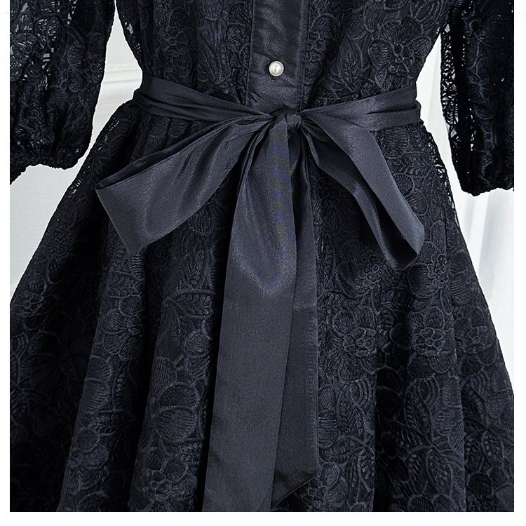 V-neck waistband pure temperament France style dress