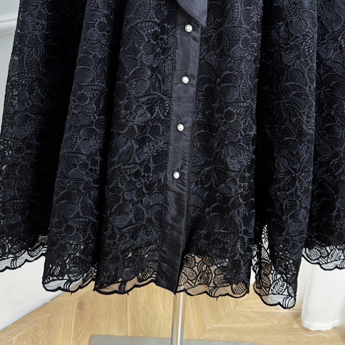 V-neck waistband pure temperament France style dress