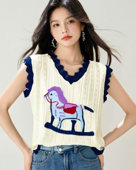 Apricot knitted T-shirt boats sleeve tops for women