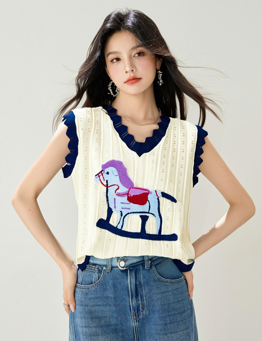 Apricot knitted T-shirt boats sleeve tops for women
