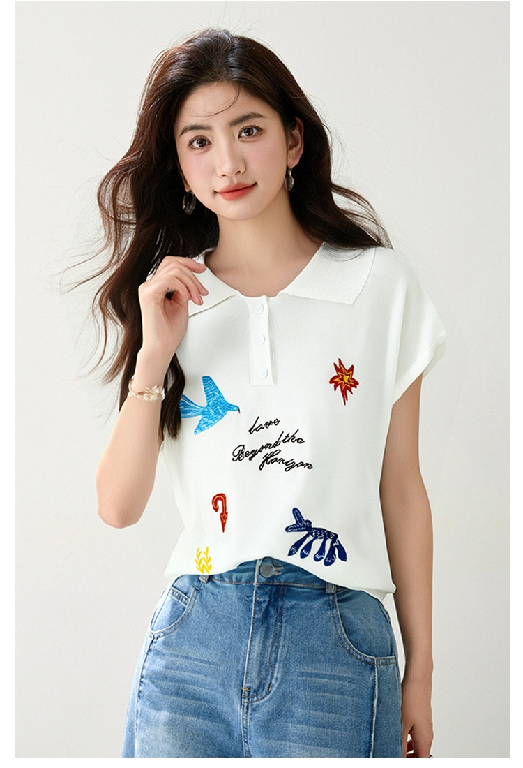 Embroidery cartoon sweater show young Korean style tops