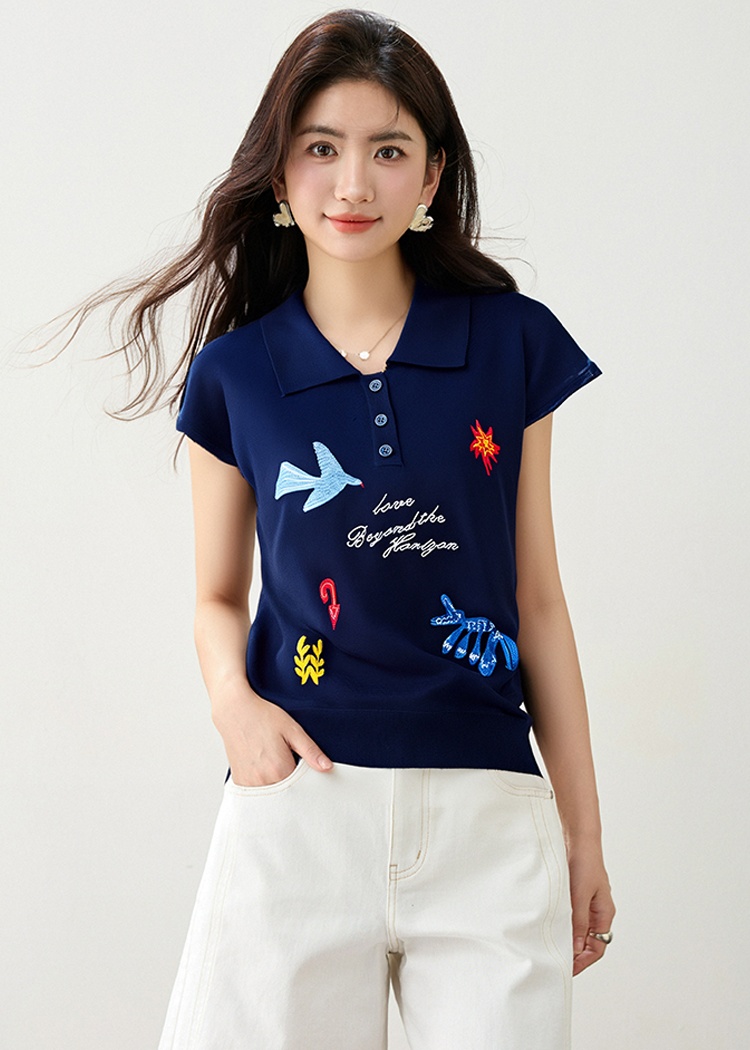 Embroidery cartoon sweater show young Korean style tops