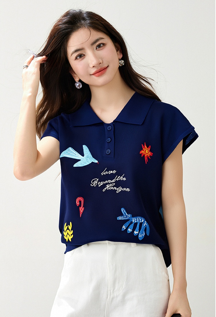 Embroidery cartoon sweater show young Korean style tops