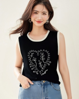 Ice silk thin vest show young sleeveless sweater for women