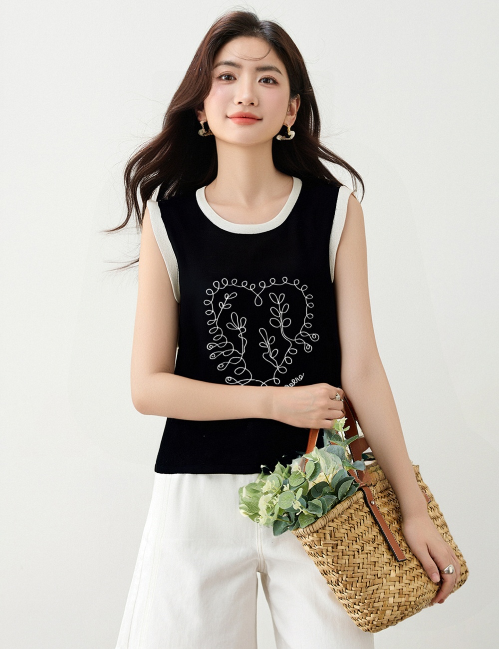 Ice silk thin vest show young sleeveless sweater for women