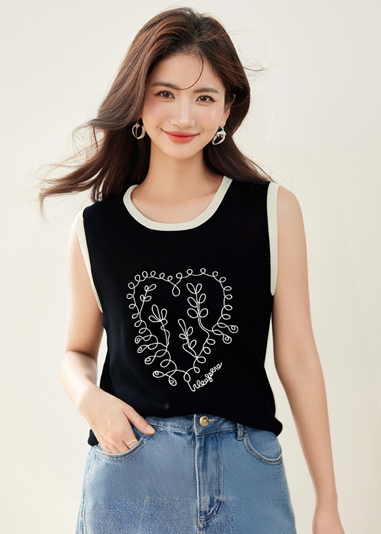 Ice silk thin vest show young sleeveless sweater for women