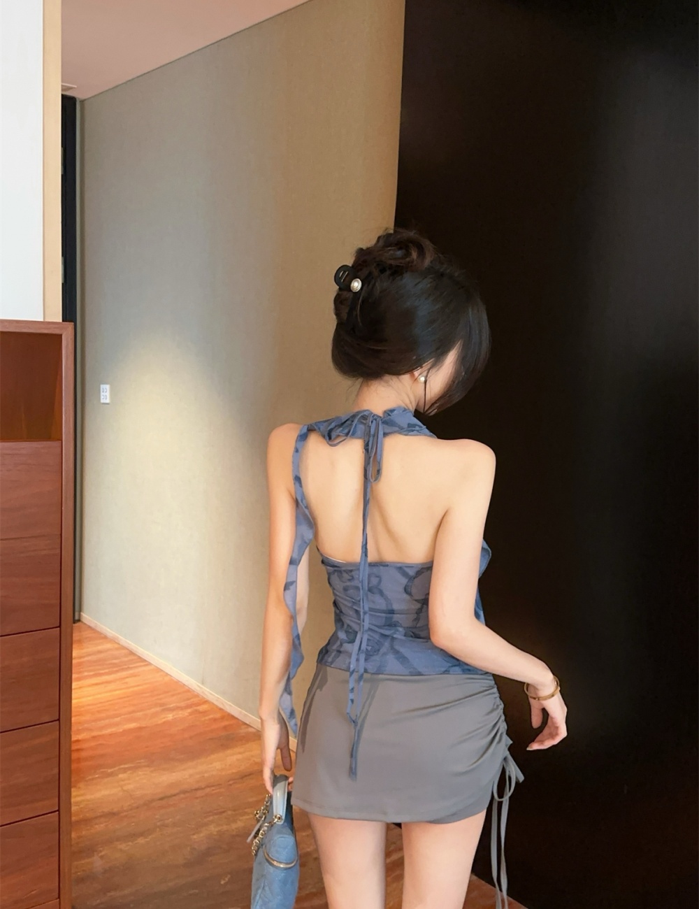 Streamer short skirt flowers vest a set for women