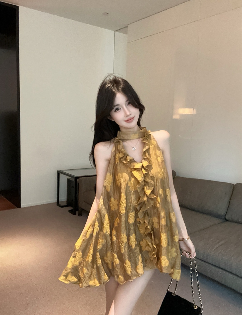Jacquard Chinese style tops A-line small shirt for women