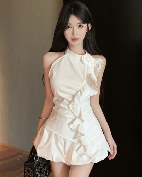 Lantern lotus leaf edges shorts sleeveless bud tops a set for women