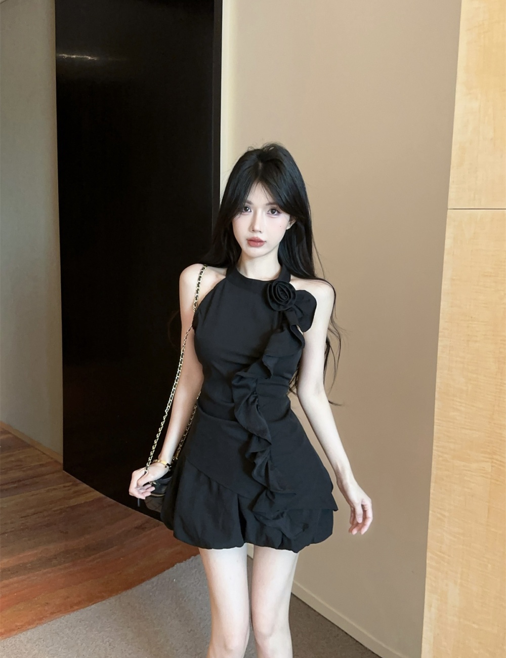 Lantern lotus leaf edges shorts sleeveless bud tops a set for women