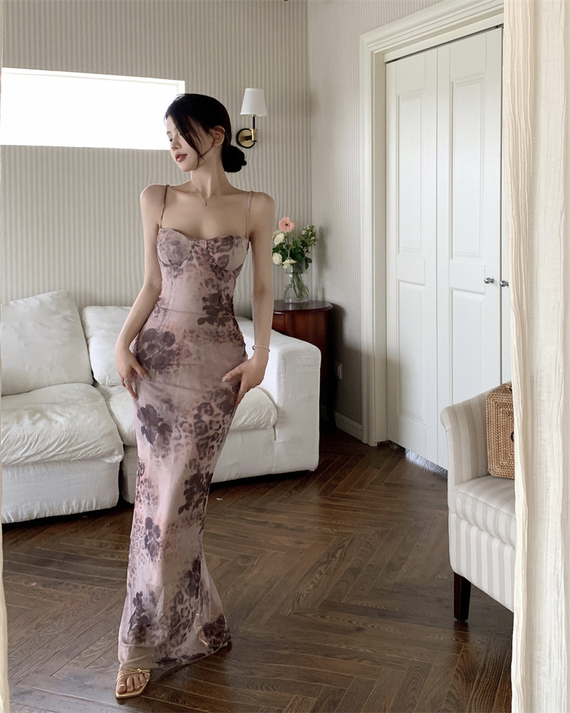 Package hip niche spicegirl sling slim dress for women