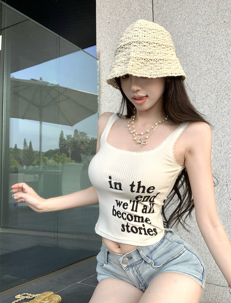 Letters spicegirl tops printing sling vest