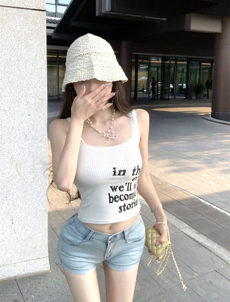 Letters spicegirl tops printing sling vest