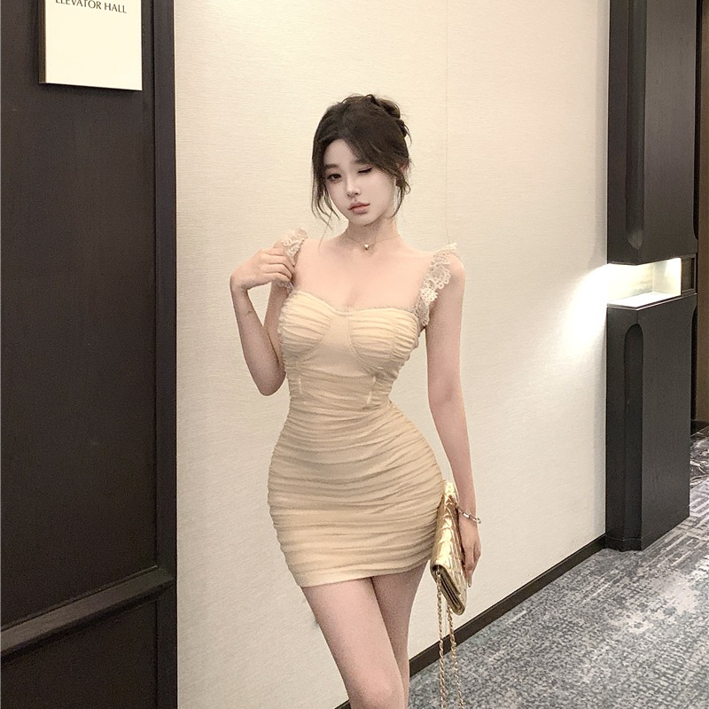 Temperament slim vacation sling lace package hip dress