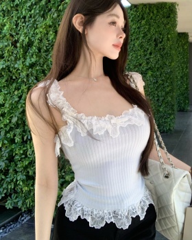 Hemming Korean style lace sling spring vest
