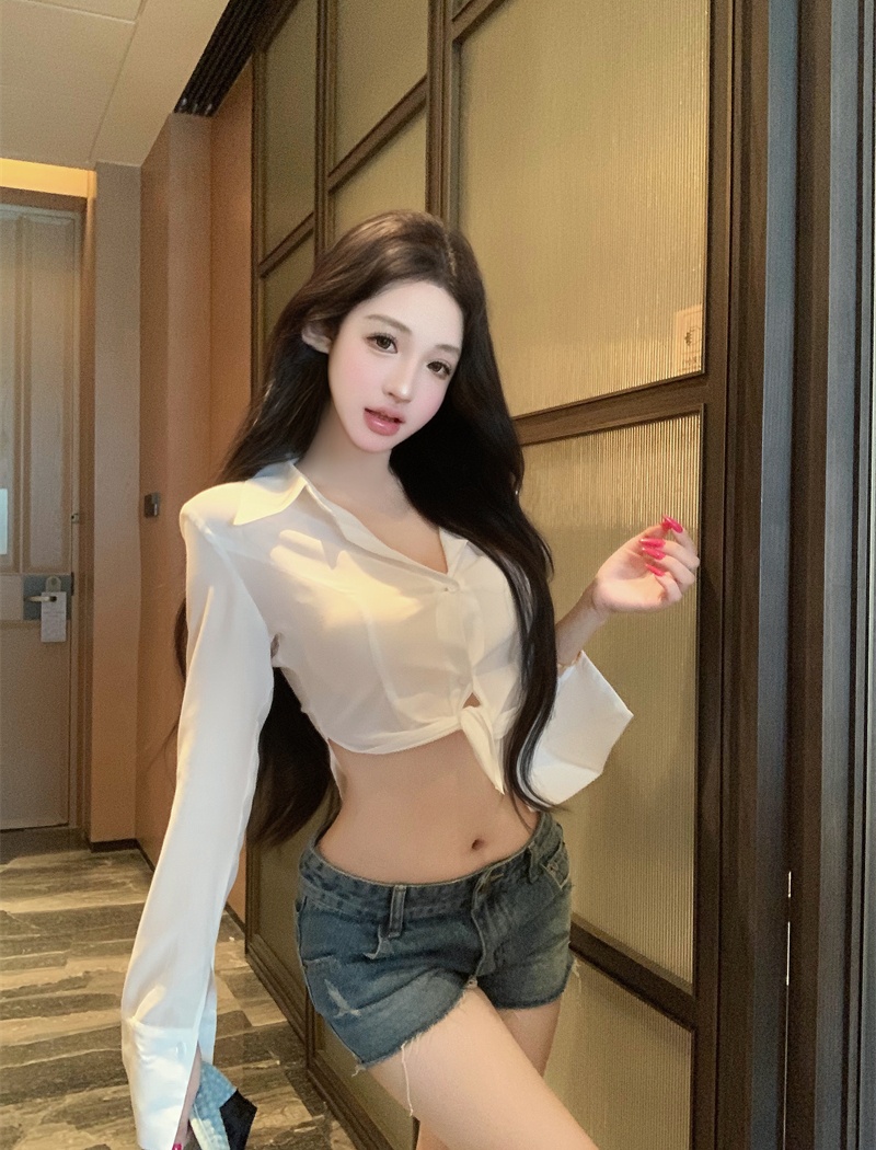 Light baotou Korean style shirt temperament short tops