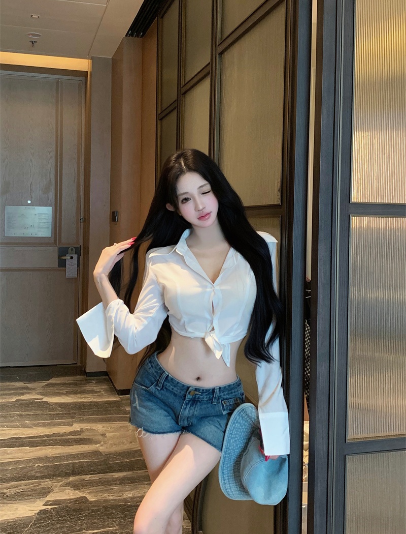 Light baotou Korean style shirt temperament short tops