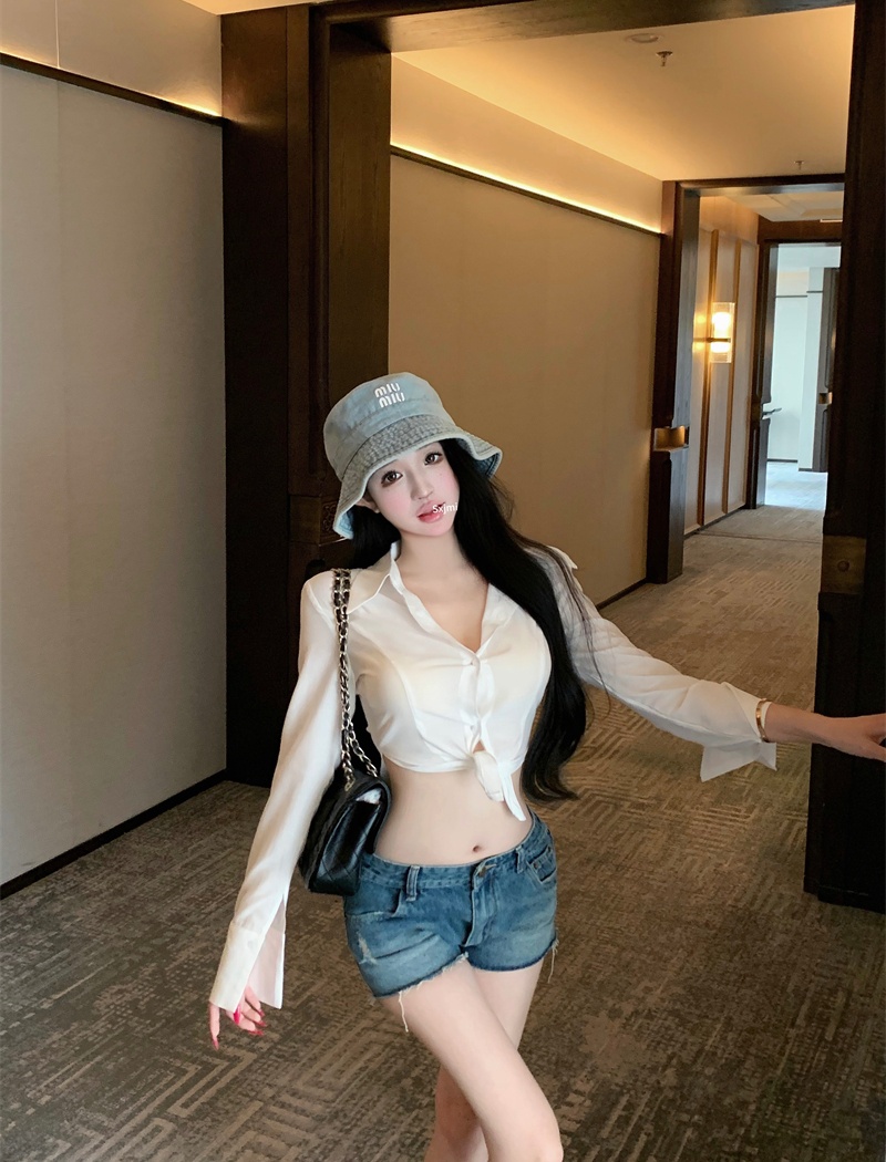 Light baotou Korean style shirt temperament short tops