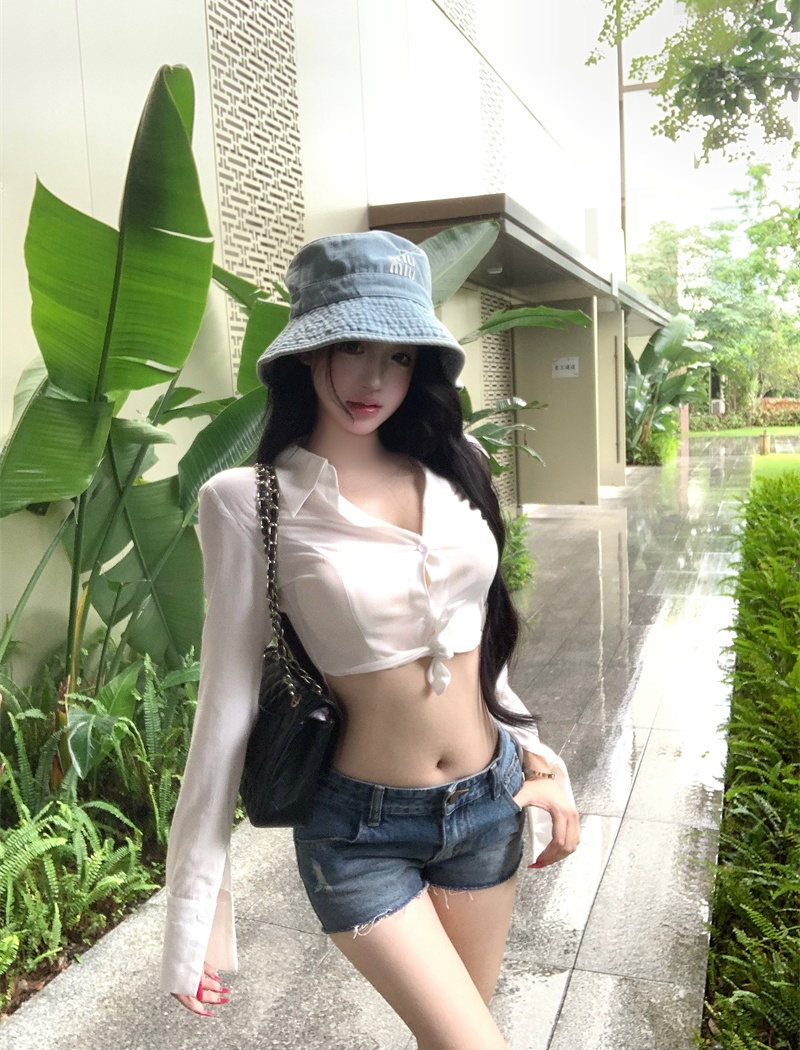 Light baotou Korean style shirt temperament short tops